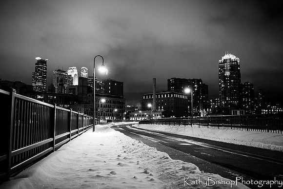 Snowy Night on the Bridge